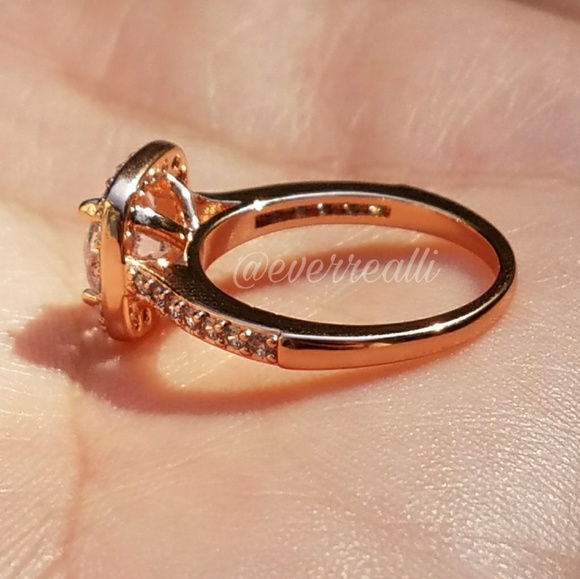 Rose Gold Round Brilliant Cut Halo Engagement Ring - Picture 5 of 8